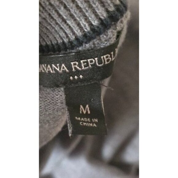 Banana Republic Men Sweater Gray Cotton Long Sleeve Shawl Neck Pullover Size M - Picture 6 of 7